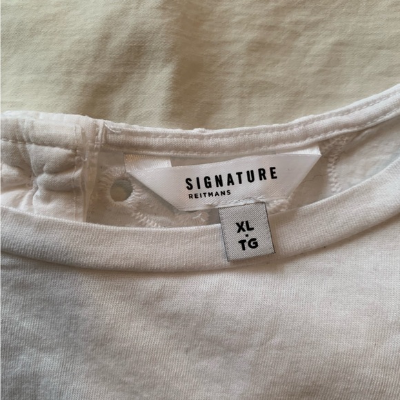 Sleeveless white eyelet lace & jersey blouse, XL, EUC, Reitmans Signature - Picture 3 of 7